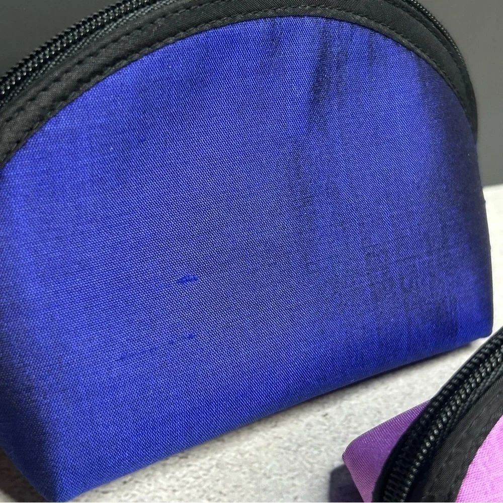 Lantern Moon Handcrafted Blue and Pink Cosmetic Bag Pouch Set